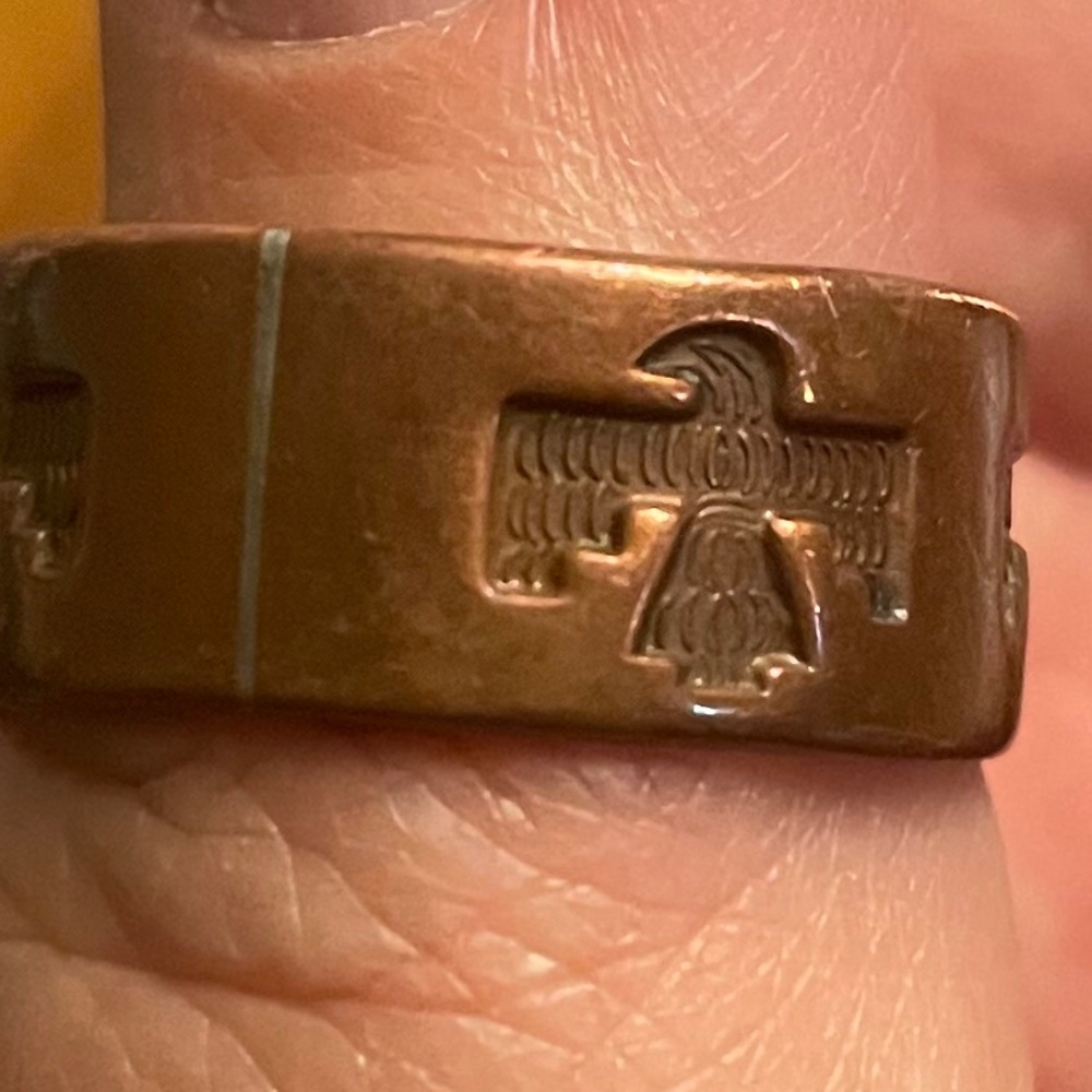 Vintage Solid Copper Thunderbird Ring - Picture 4 of 7